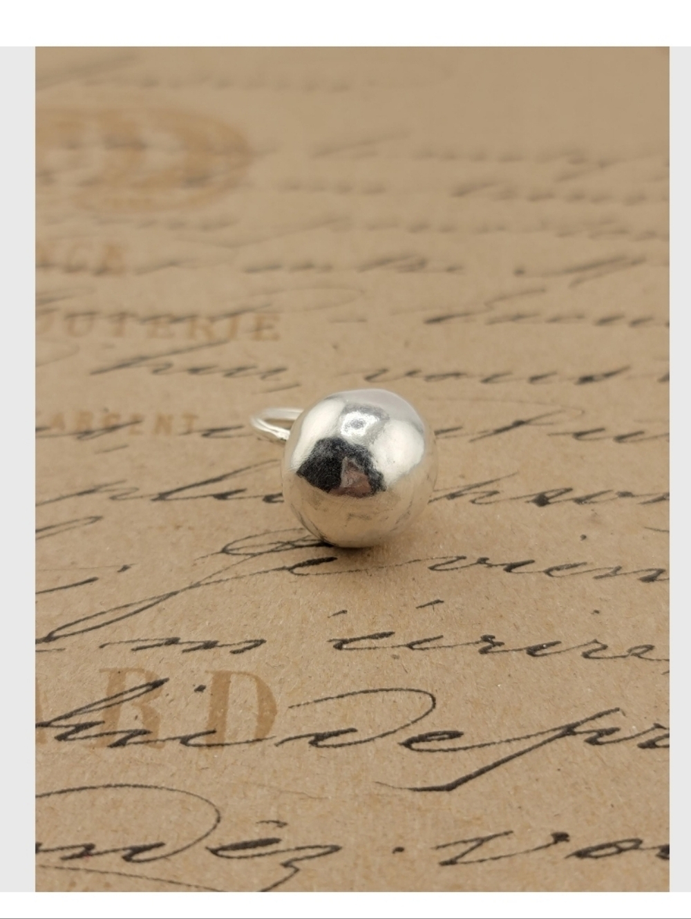 Sterling Silver Dome Ring - Polished Silver Statement Ring Size 8 - Picture 5 of 7